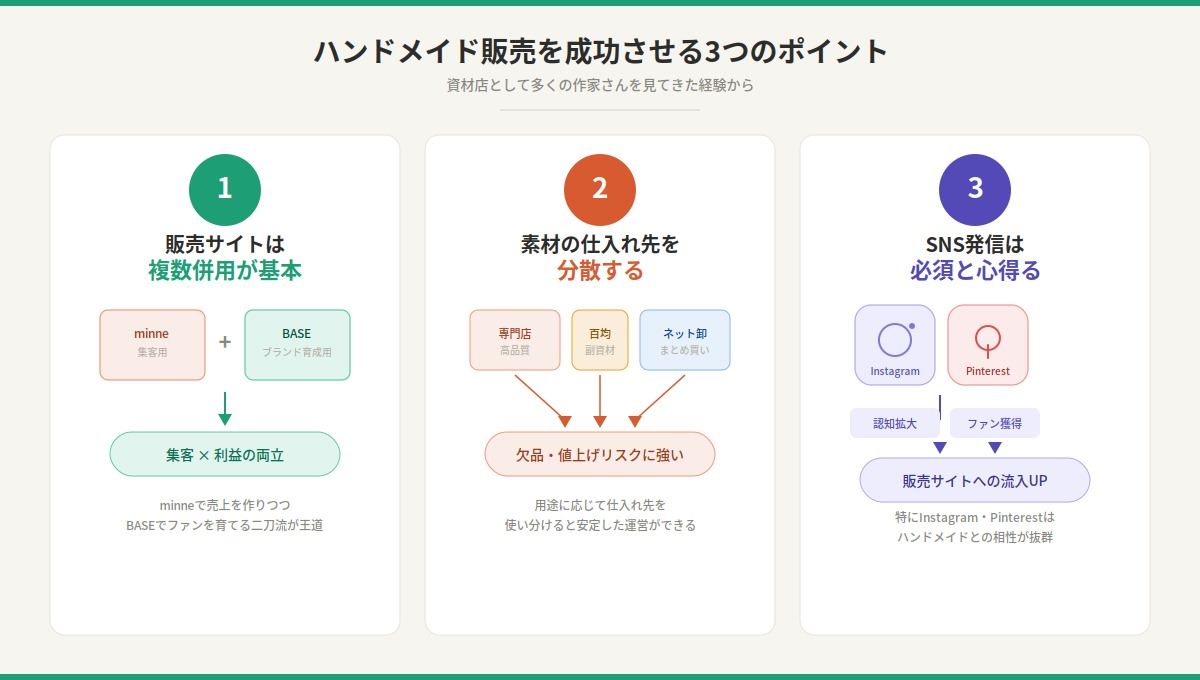 ハンドメイド販売を成功させる3つのポイント