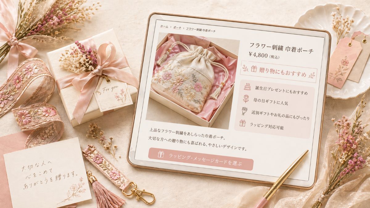 商品ページに「贈り物向き」とわかる言葉を入れる